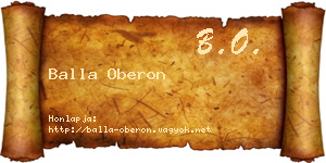 Balla Oberon névjegykártya